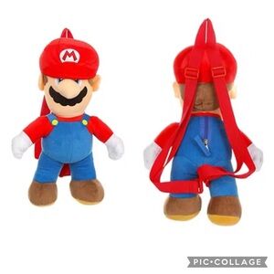 SUPER MARIO Nintendo Game Kids Plush Backpack With Zipper Storage In Back